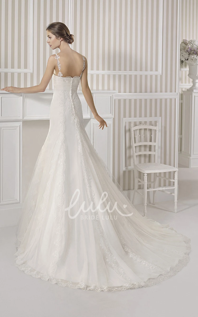 Sleeveless Lace Sheath Floor-Length Wedding Dress with Waist Jewelry