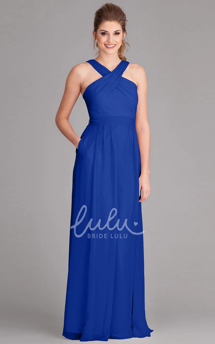 Sleeveless Halter Bowed Chiffon Bridesmaid Dress Unique Dress for Bridesmaids