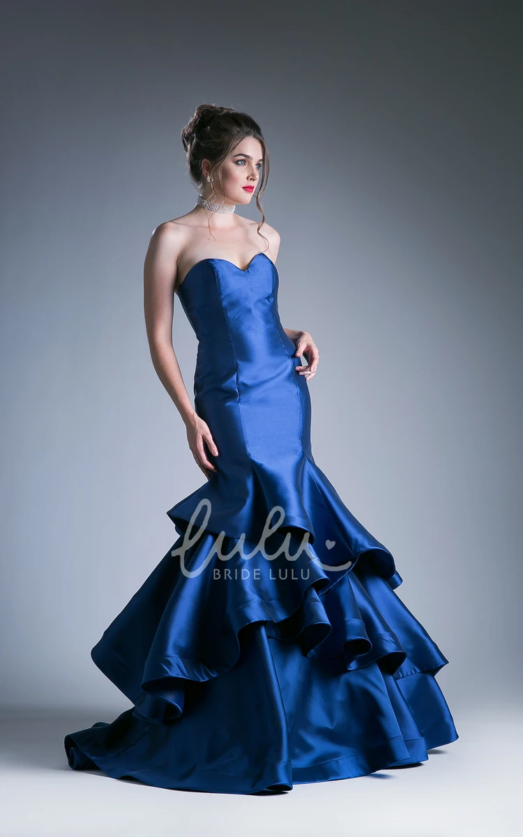 Satin Trumpet Formal Dress with Sweetheart Neckline and Corset Back