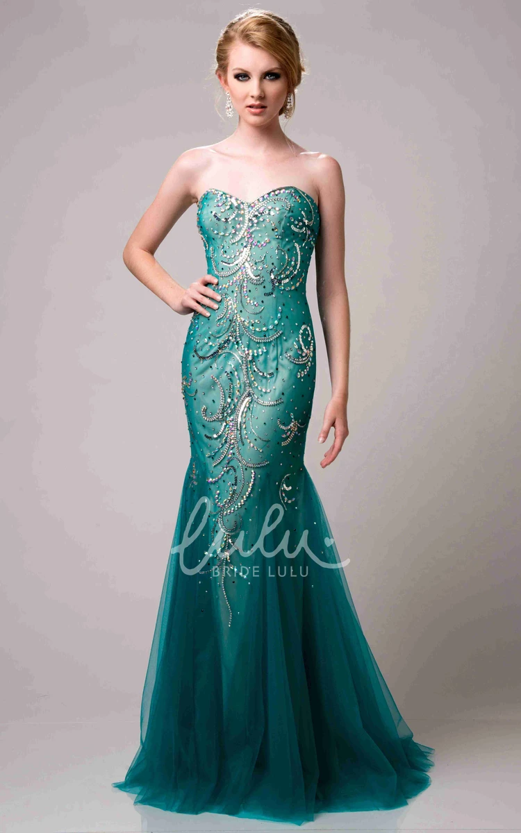 Sequin Mermaid Strapless Sweetheart Prom Dress with Tulle Glittery Elegant 2024 Women's Dress