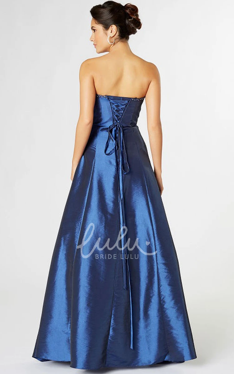 Satin Strapless Bridesmaid Dress with Ruched Detail Flowy Bridesmaid Dress