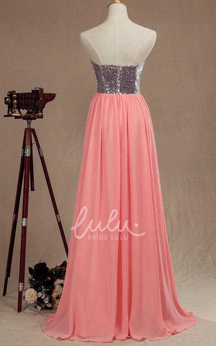 Sequin Sweetheart Chiffon & Satin Dress Modern Formal Gown