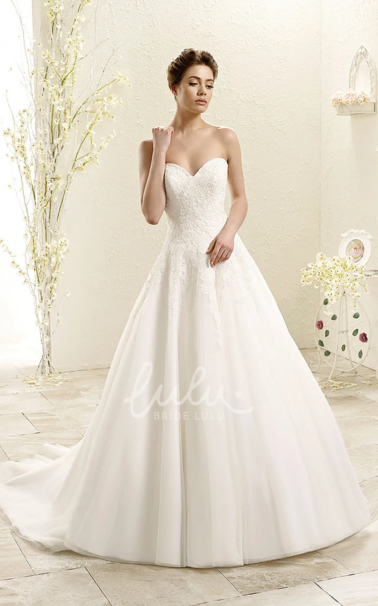 Lace Wedding Dress with Illusion Ball Gown Long-Sleeve Dress