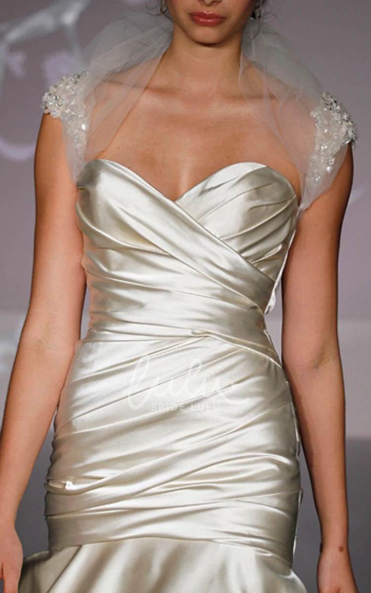 Sleeveless Satin Dress with Crisscross Ruching Elegant Wedding Dress