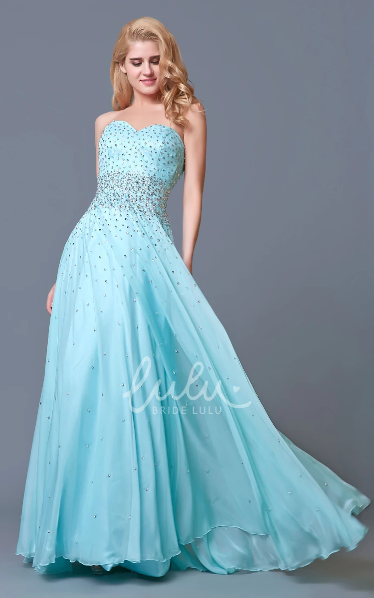 Sweetheart A-line Chiffon Prom Dress with Beaded Layers