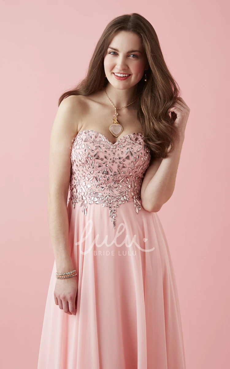 A-Line Tulle Lace-Up Bridesmaid Dress with Beading Sweetheart Sleeveless