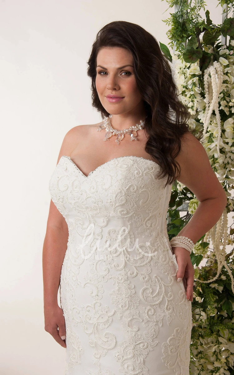 Plus Size Mermaid Sweetheart Lace Wedding Dress with Lace Up Modern Bridal Gown