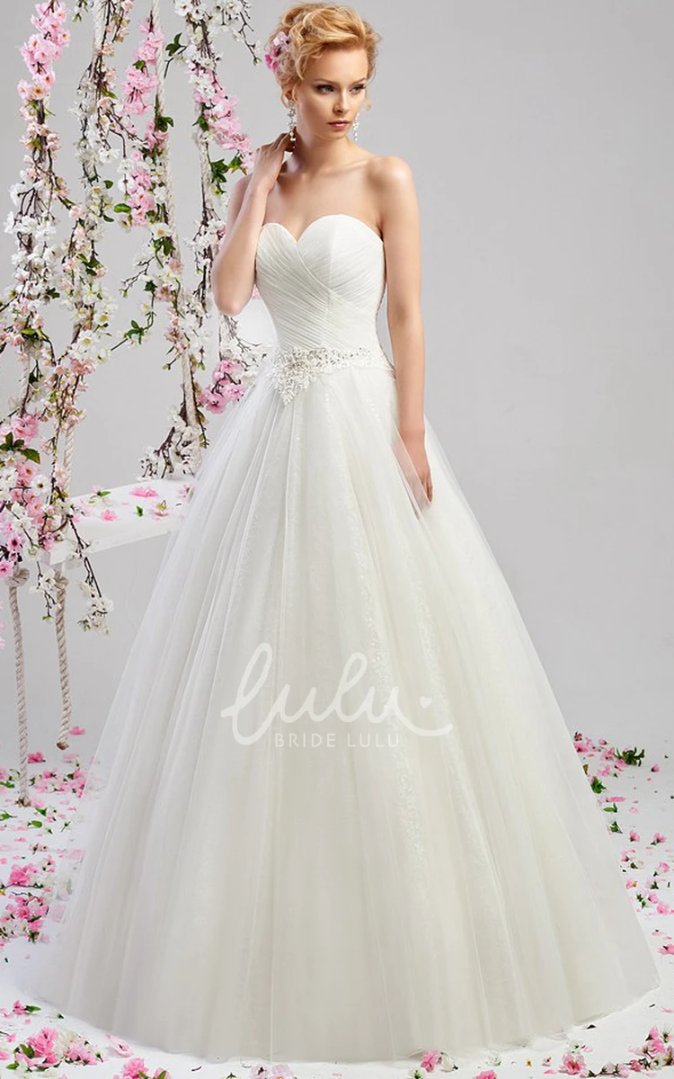 Sweetheart Tulle A-Line Wedding Dress Floor-Length Appliques