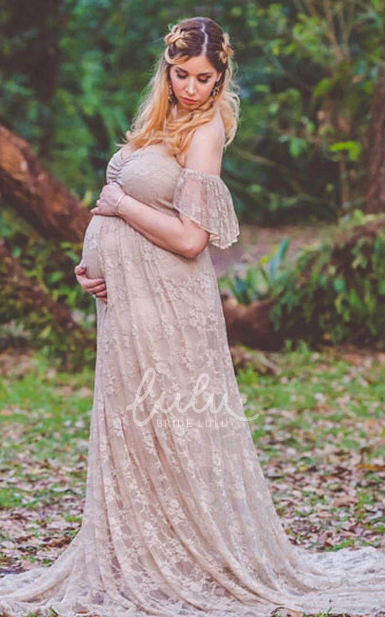 Short Sleeve Maternity Bridesmaid Dress with A-Line Silhouette