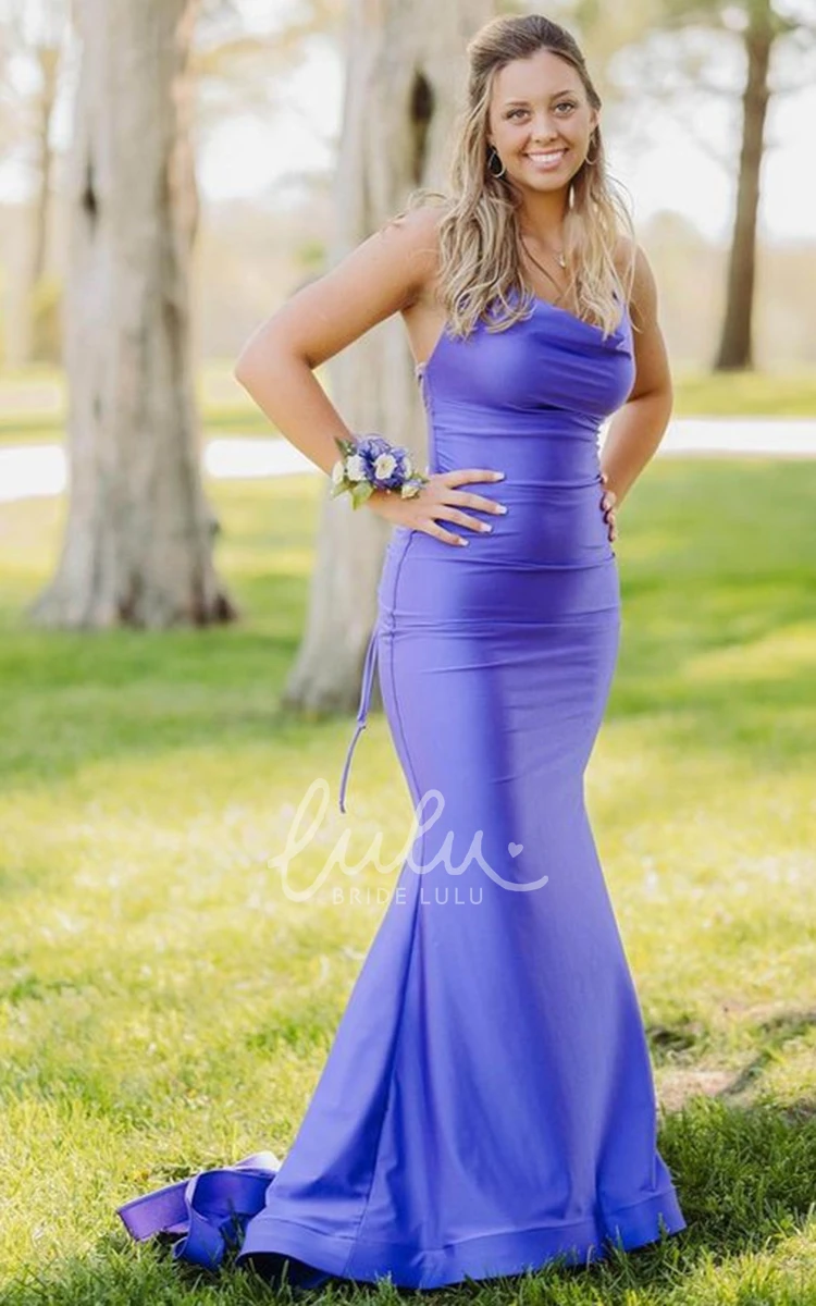 Mermaid Satin Prom Dress with Spaghetti Straps Simple & Elegant