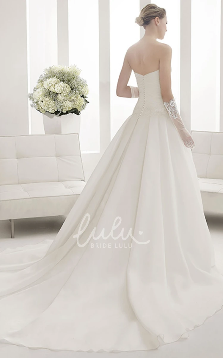 Lace Top Taffeta Wedding Dress with Sweetheart Neckline and Drop Waist