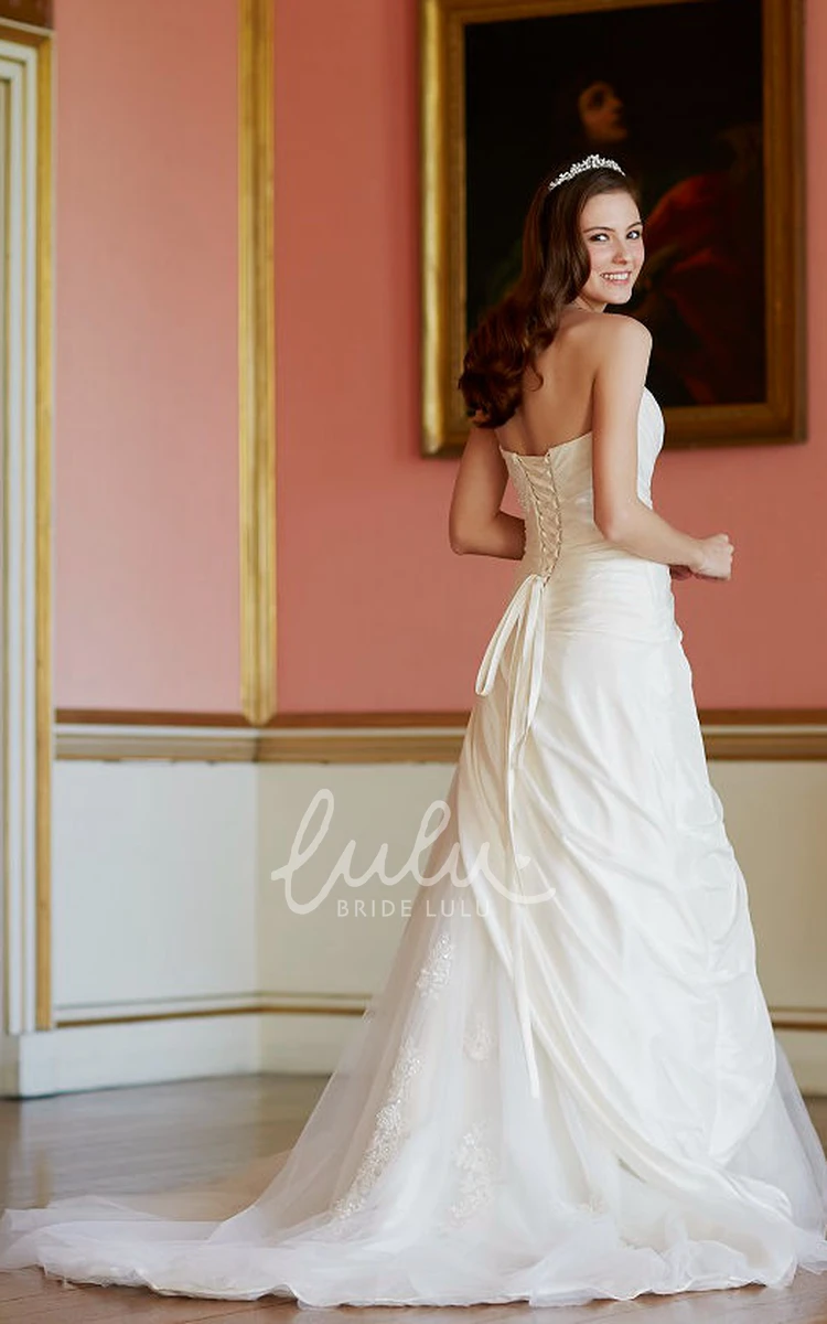 Taffeta & Tulle Lace-Up Wedding Dress A-Line