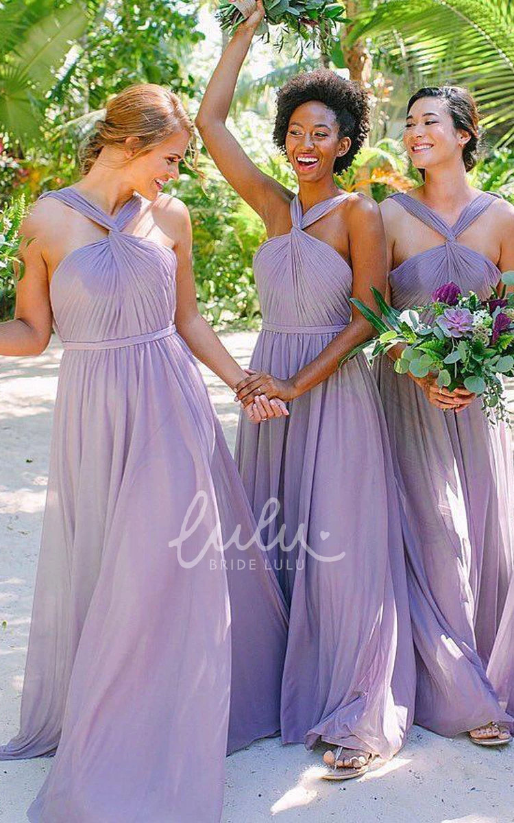 Casual Chiffon A-line Bridesmaid Dress with Ruching & Pleats Modern & Flowy