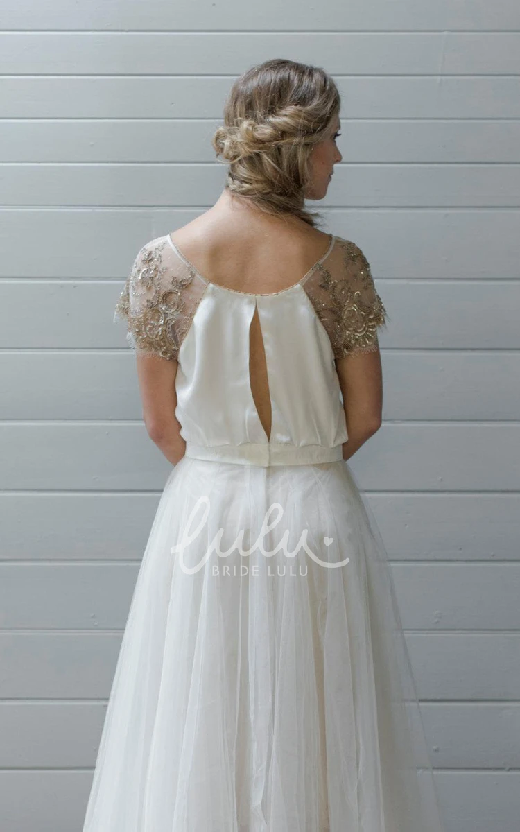 Ivory Paige Wedding Dress with Copper Beading and Tulle Skirt