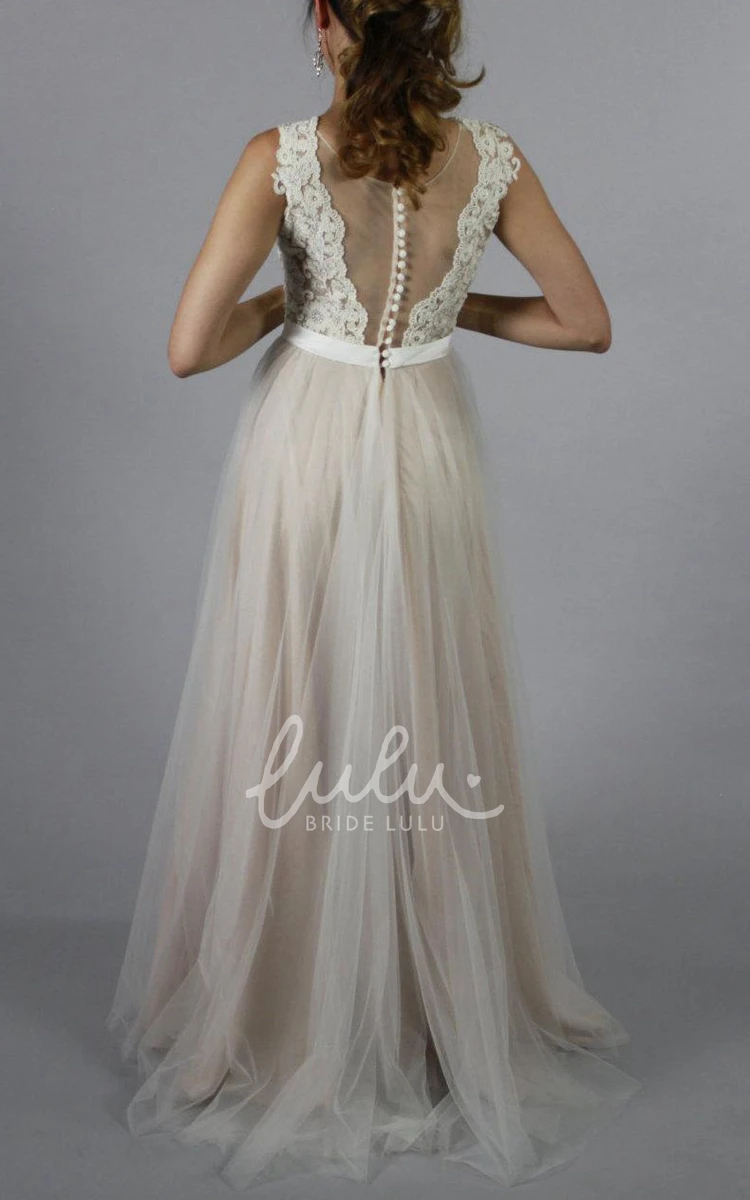 Lace Applique Tulle Bridesmaid Dress