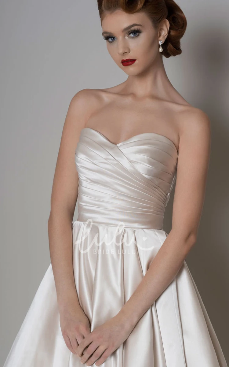 Midi A-Line Satin Wedding Dress with Cape and Sweetheart Neckline