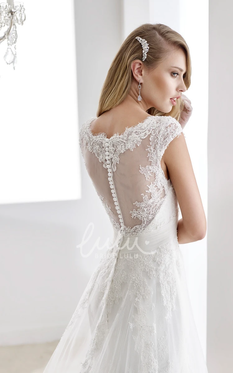 Floral Ruffle A-Line Wedding Dress with Sweetheart Neckline and Open Back