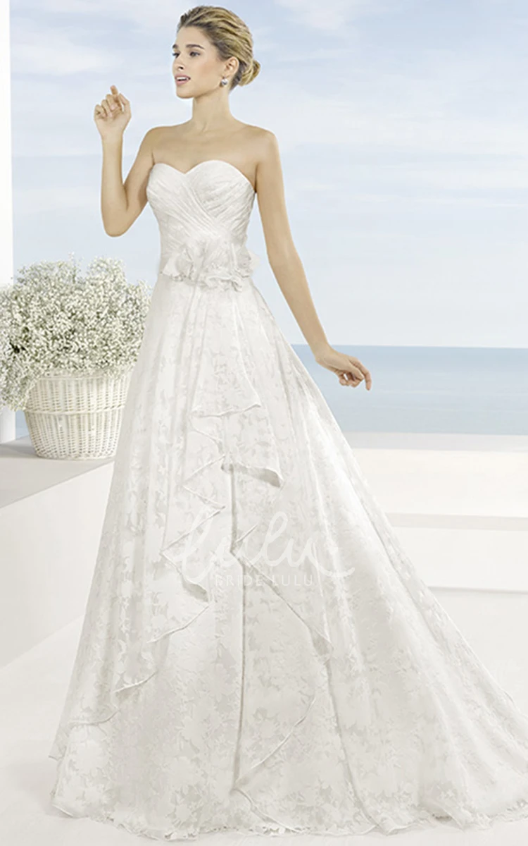 Sweetheart Lace Wedding Dress with Criss Cross and Draping A-Line