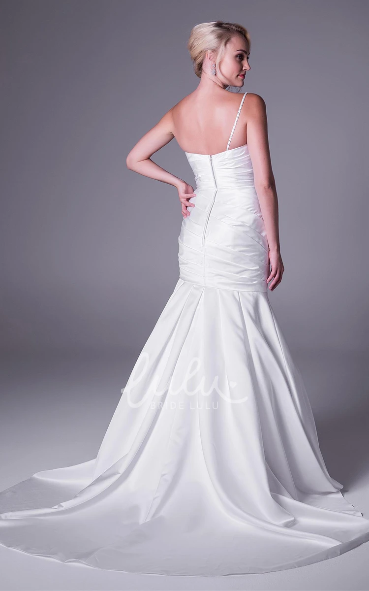 Satin Trumpet Wedding Dress with Straps and Criss Cross Back