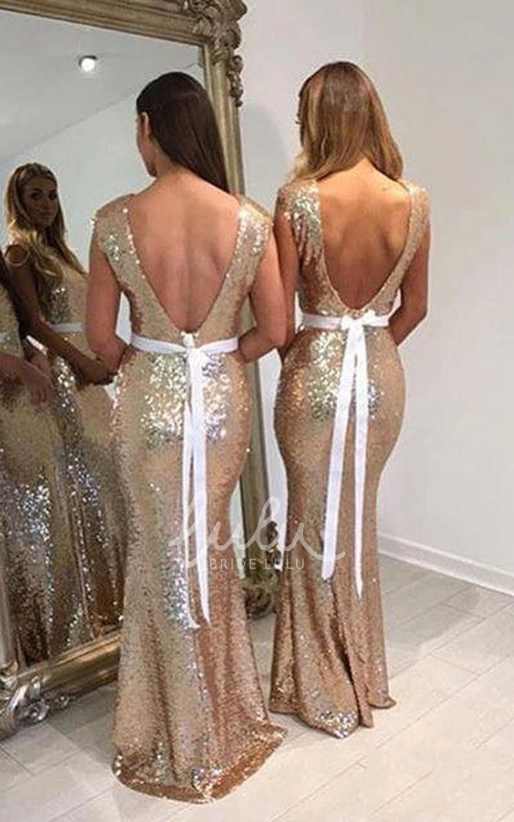 Backless Mermaid Sequin Prom Dress with Jewel Neckline and Pleats