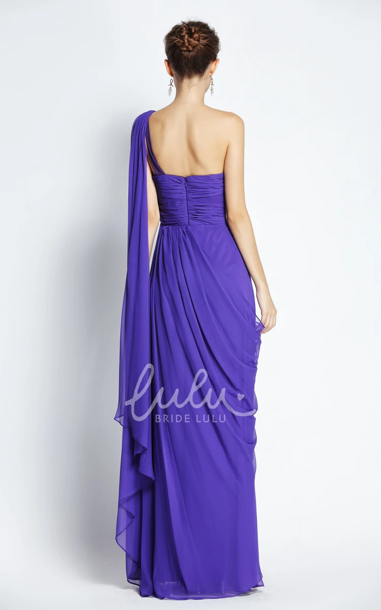A-Line Chiffon Prom Dress Floor-length One-shoulder + Beading + Elegant