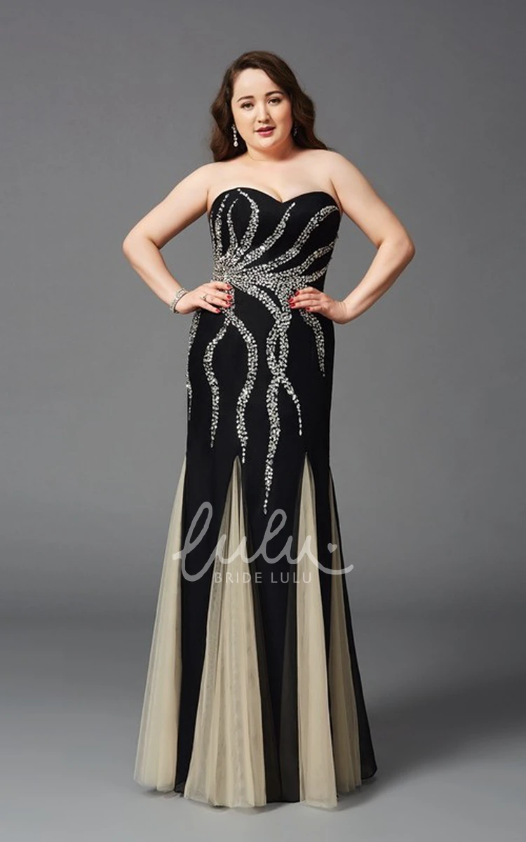 Crystal Detailed Sheath Tulle Formal Dress with Sweetheart Neckline