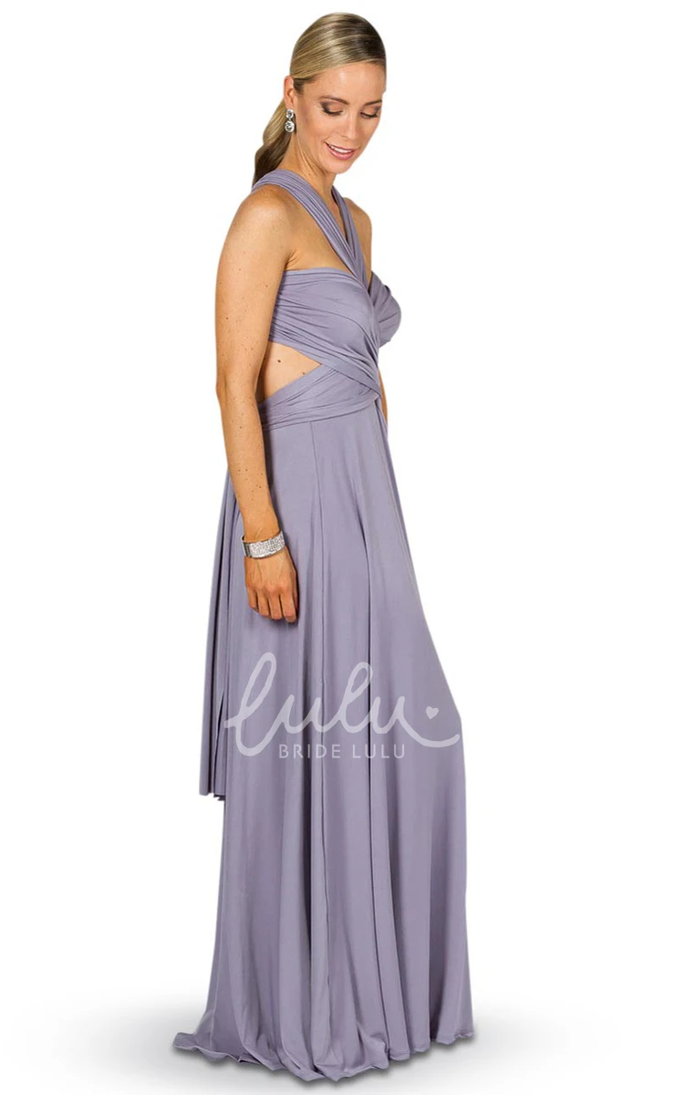 A-Line Floor-Length Haltered Chiffon Bridesmaid Dress Simple and Classy