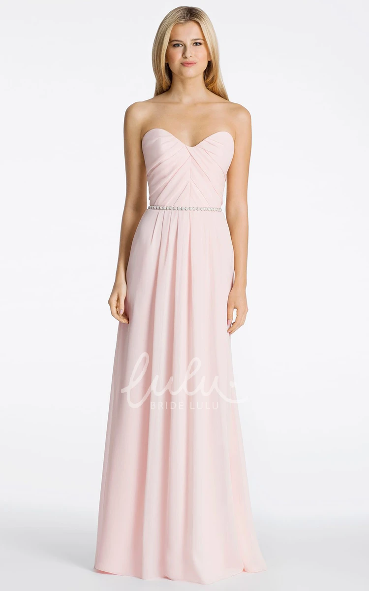 Sleeveless Jeweled Chiffon Bridesmaid Dress Classy Sweetheart Neckline