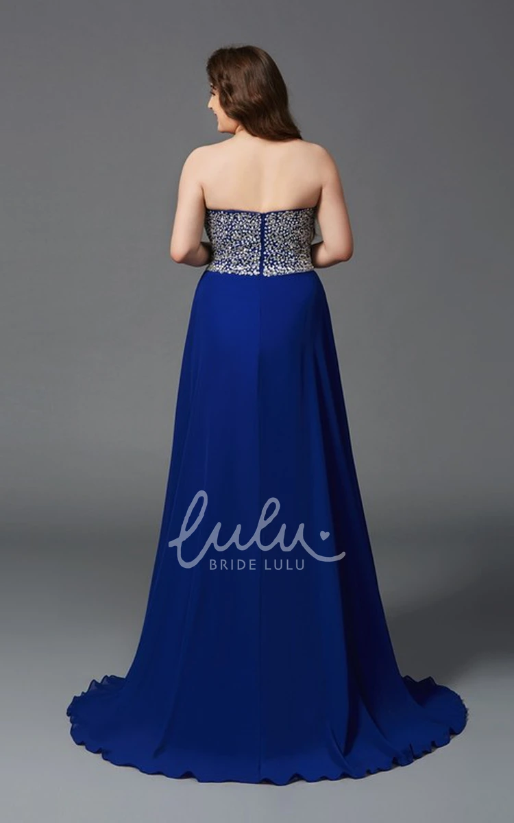 A-Line Chiffon Formal Dress with Sweetheart Neckline and Beaded Draping