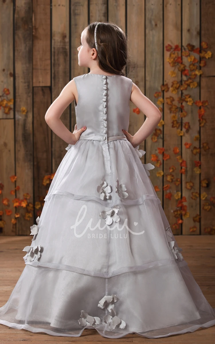 Flower Girl Dress Sleeveless A-Line Floor Length Cute Pleated Wedding Dress