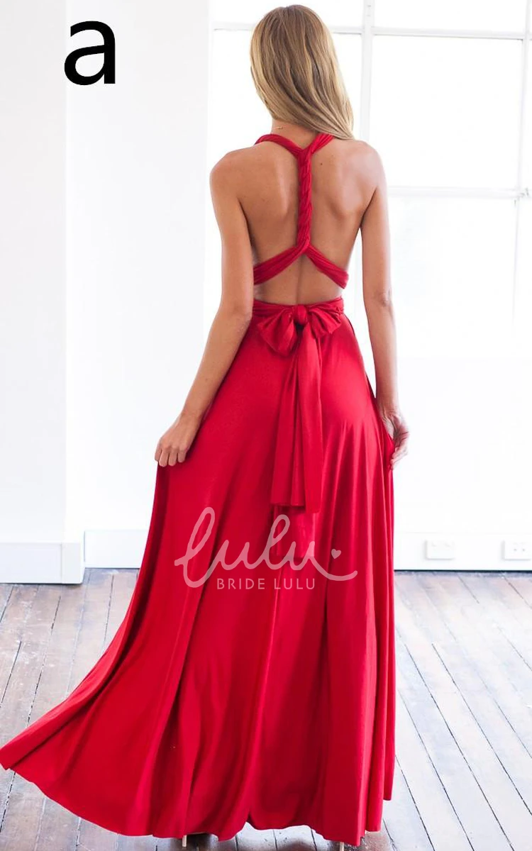 Red A-Line Prom Dress Sleeveless and Floor-Length