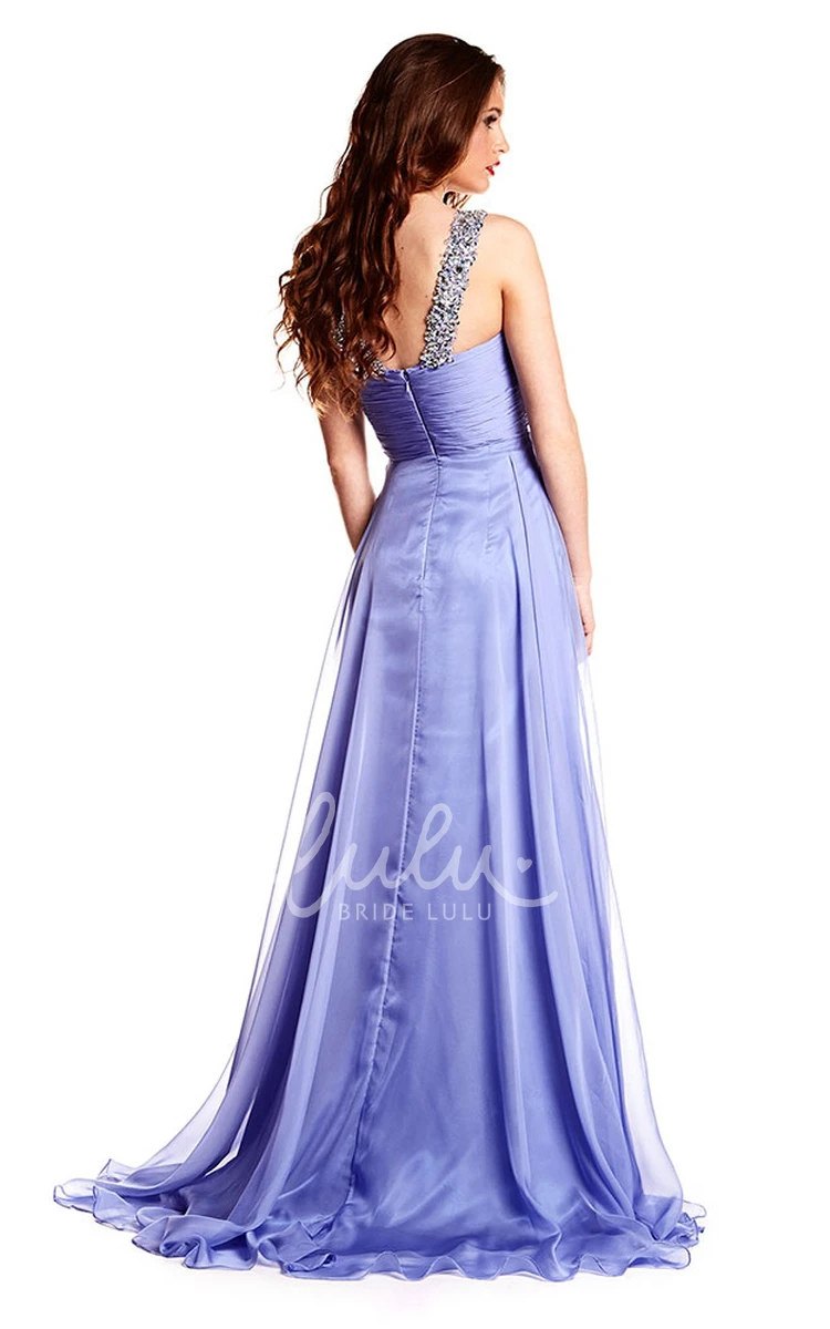 Maxi Beaded Sleeveless Chiffon Prom Dress with Straps Unique Prom Dress for Women
