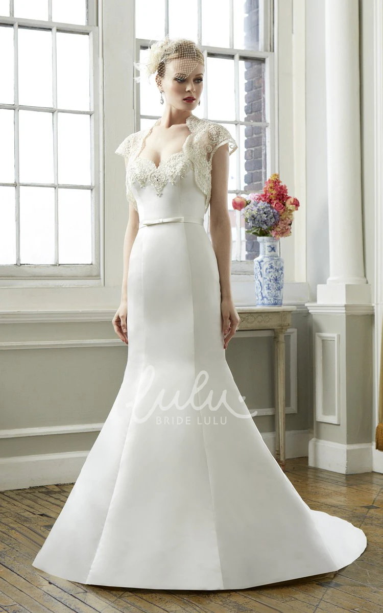 Beaded Satin Trumpet Wedding Dress With Sweetheart Neckline Modern Bridal Gown