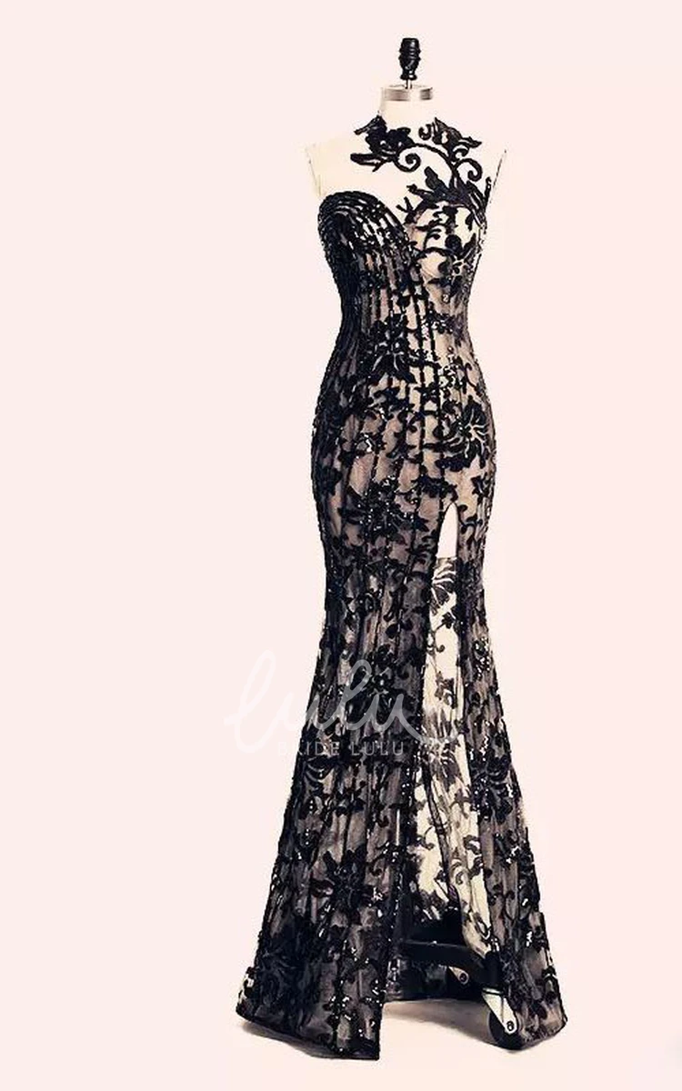 Sexy Lace Sleeveless Open Back Floor-length Evening Dress