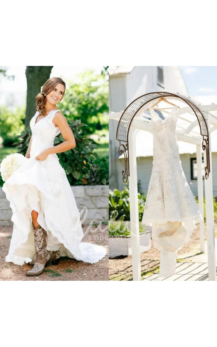 Lace Sheath Wedding Dress with V-Neckline