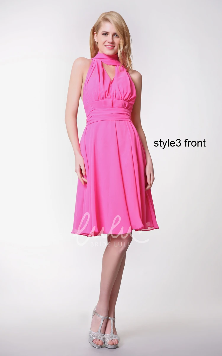 Sweetheart Ruched Chiffon Dress with Convertible Straps Short & Elegant