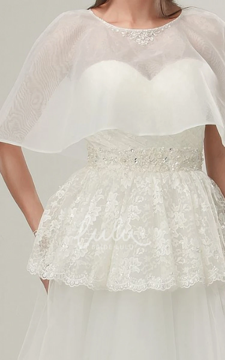 Sweetheart A-Line Tulle Wedding Dress with Peplum and Beading Floor-Length