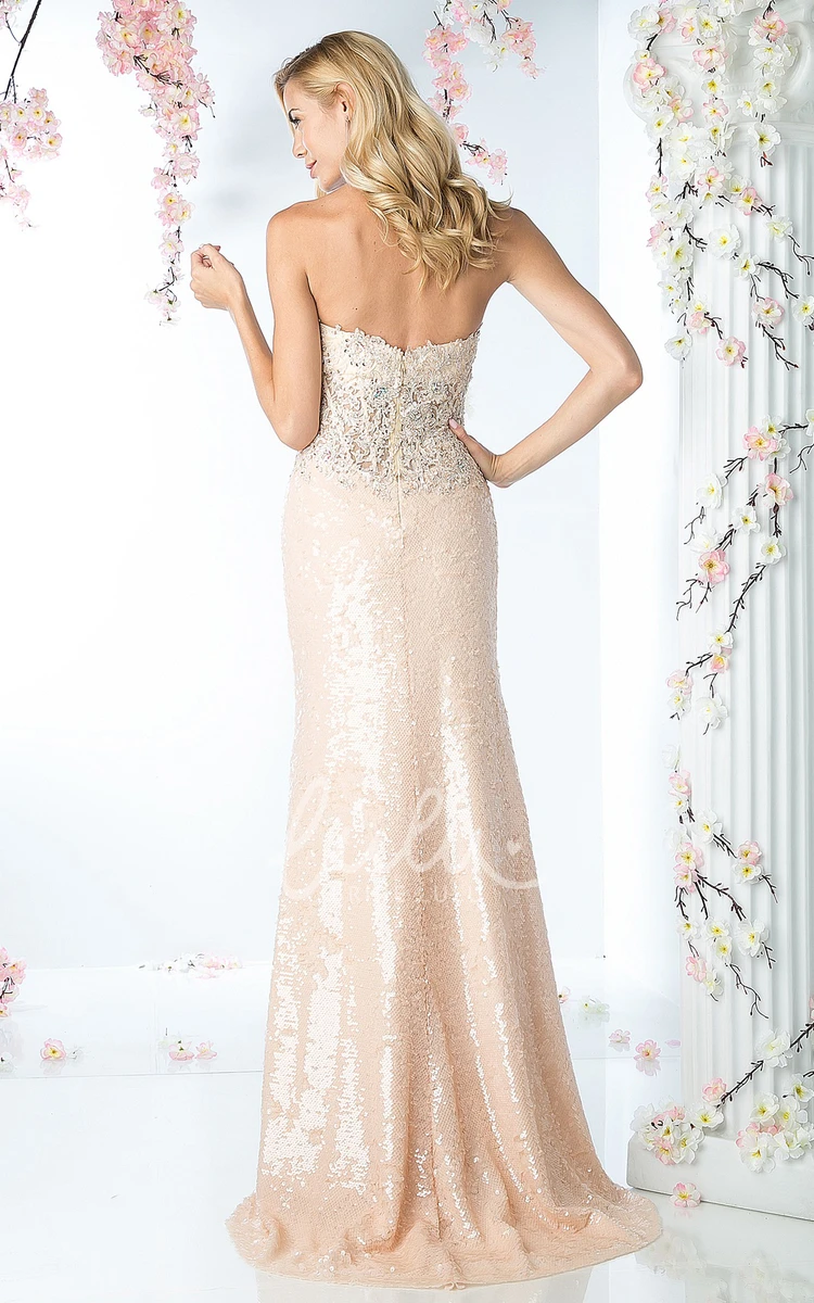 Sweetheart Sequin Backless Formal Dress with Appliques