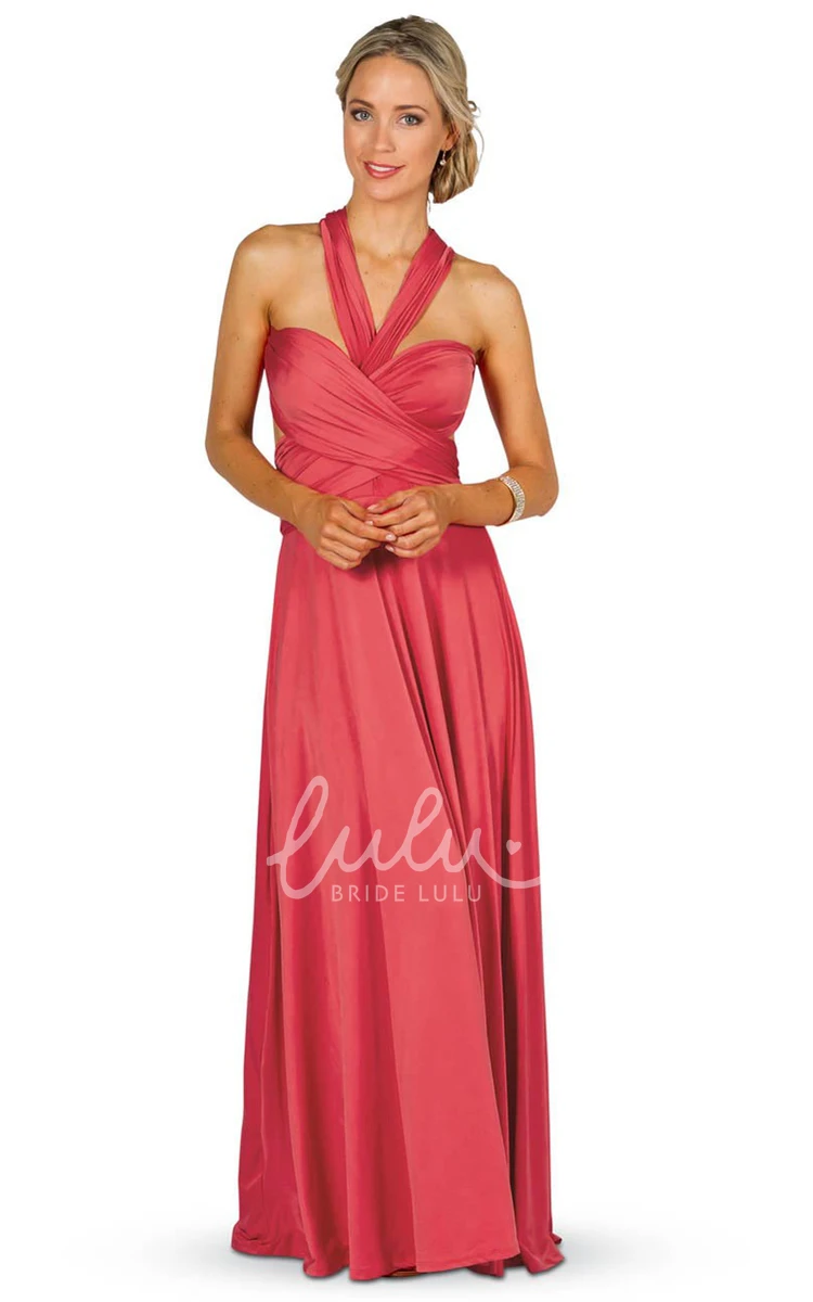 A-Line Chiffon Bridesmaid Dress with Bow Sleeveless Floor-Length Pleated