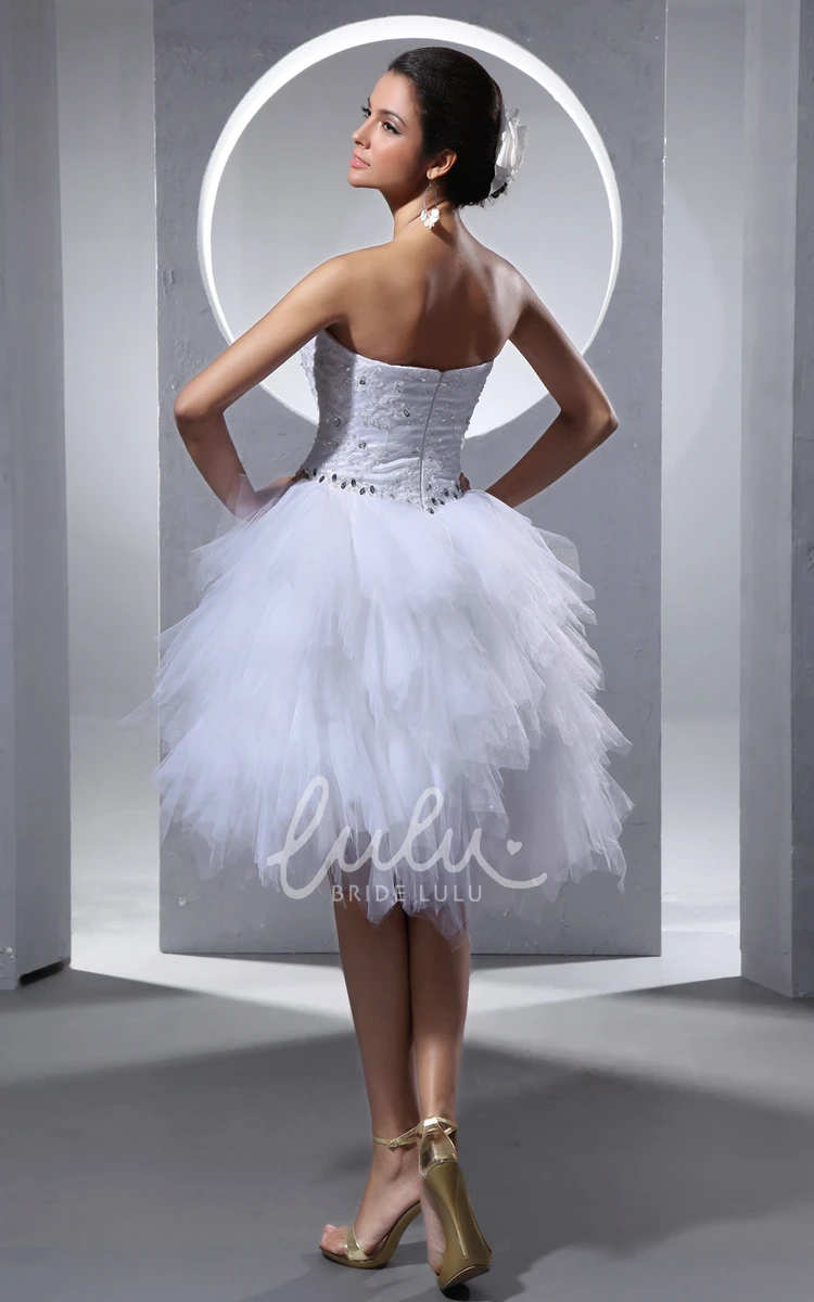 Tulle Crystal Ruffles Midi Wedding Dress