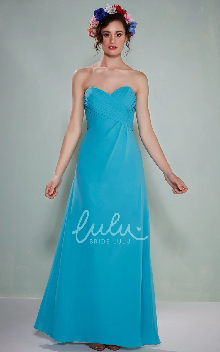 Sweetheart Chiffon Bridesmaid Dress with Criss-Cross Sleeveless Dress