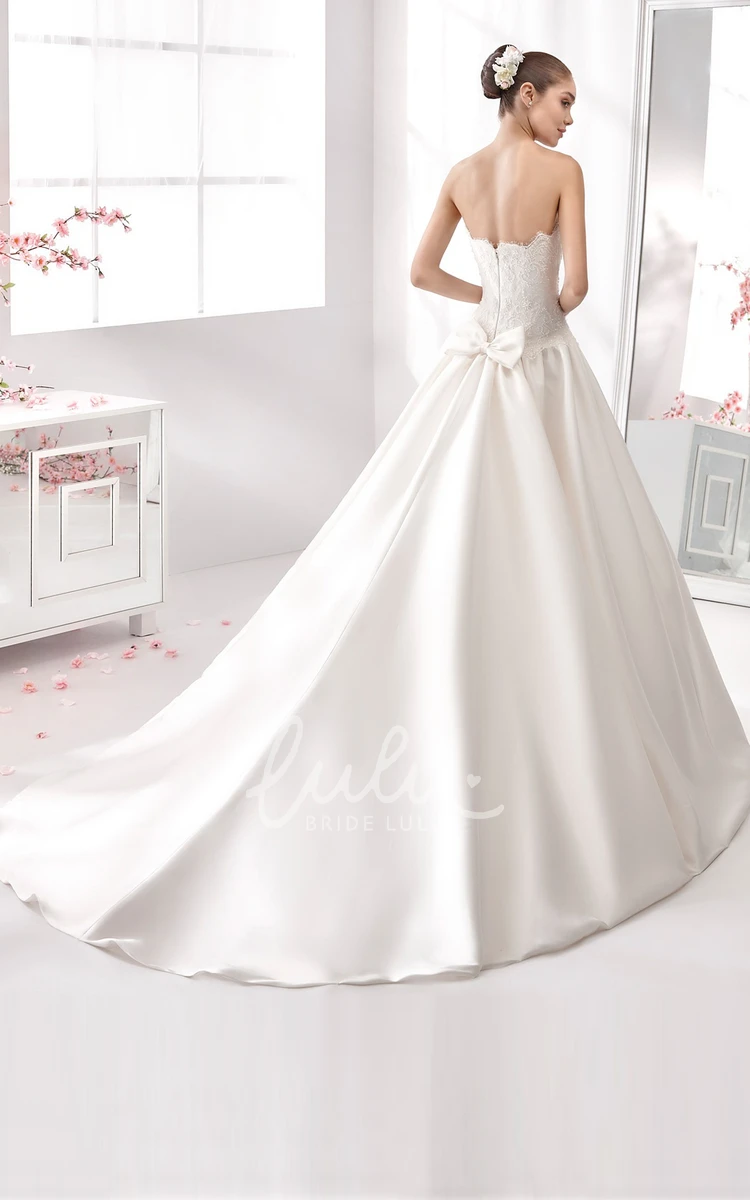 A-Line Wedding Dress with Lace Corset Strapless Appliqued