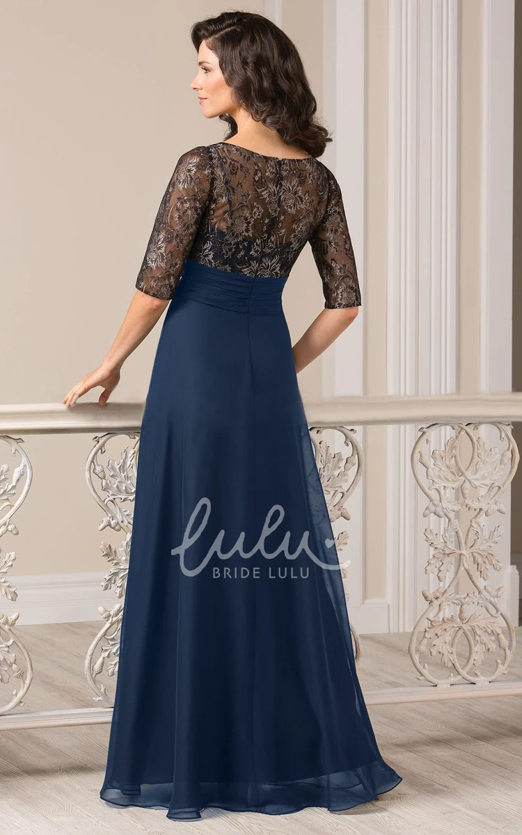 Half-Sleeved A-Line Formal Dress with Illusion Bodice