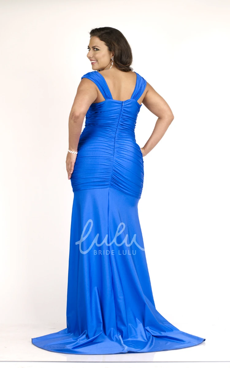 Jersey Mermaid Floor-length Bridesmaid Dress with Scoop Neck and Ruching