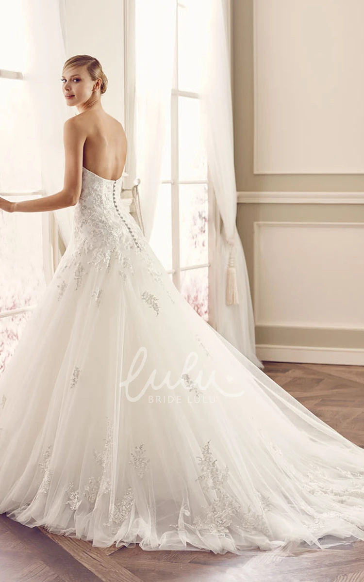 Appliqued Tulle Wedding Dress with Sweetheart & Draping A-Line Sleeveless Floor-Length