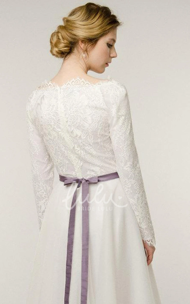 Long Sleeve Tulle Lace Wedding Dress for Women