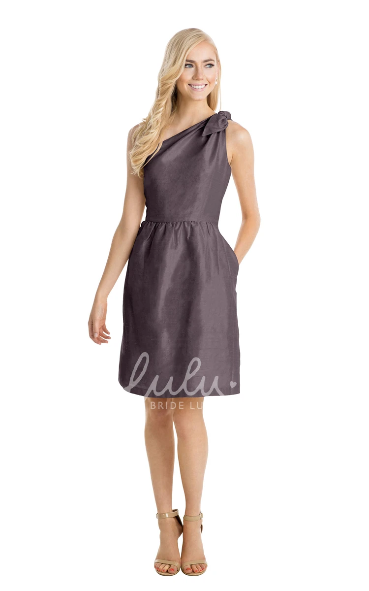 One-Shoulder Taffeta Multi-Color Bridesmaid Dress Mini Length
