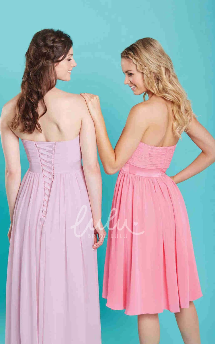 Strapless Ruched Chiffon Bridesmaid Dress with Floor-Length Hem