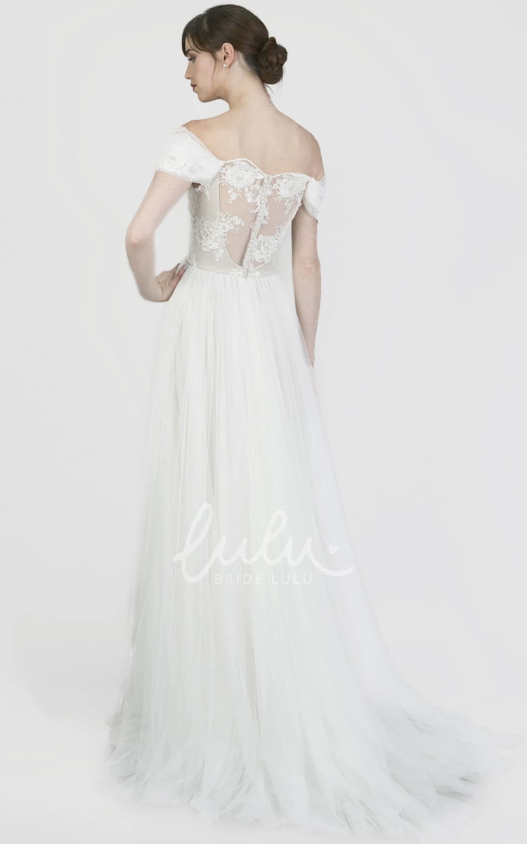 Appliqued Chiffon Off-The-Shoulder Wedding Dress Floor-Length & Unique