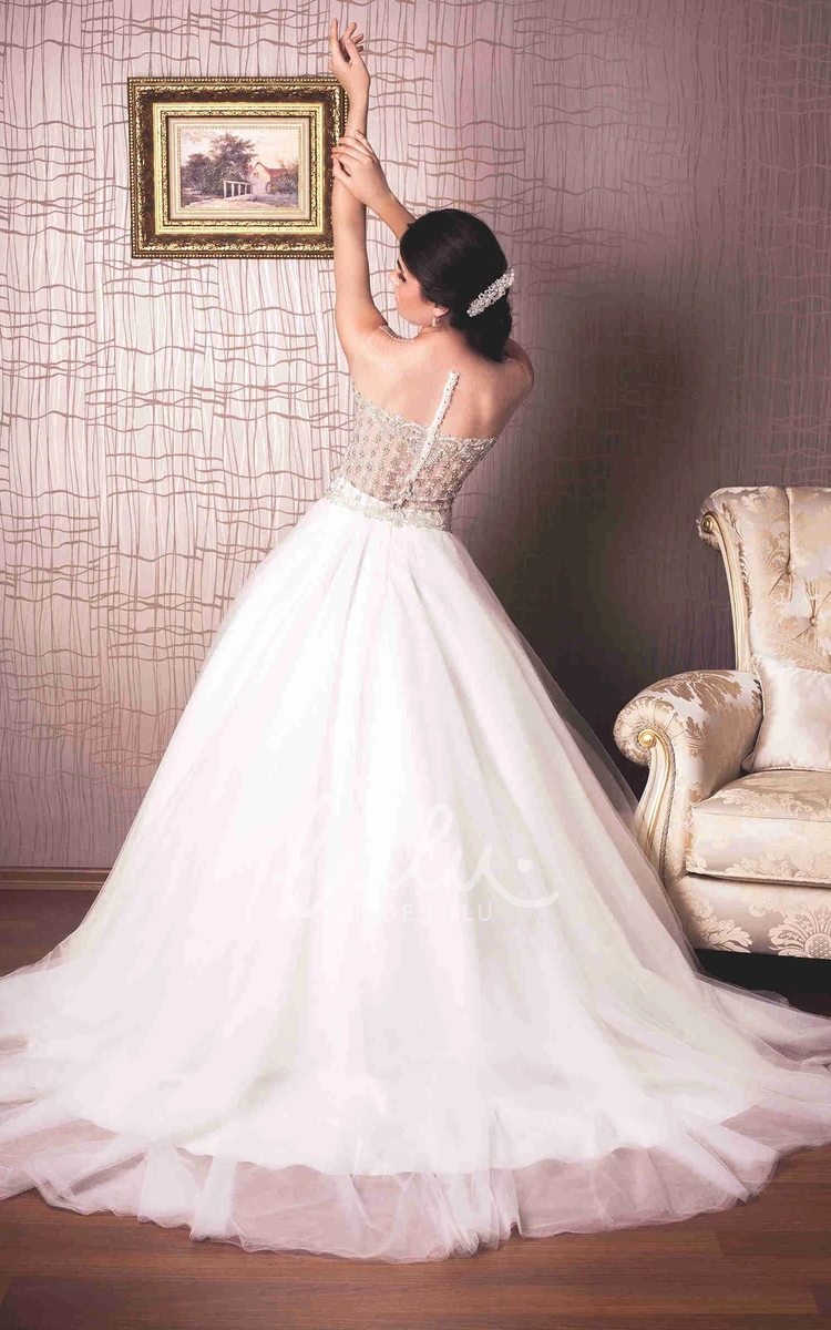 Sweetheart Tulle Wedding Dress with Illusion Ball Gown Style